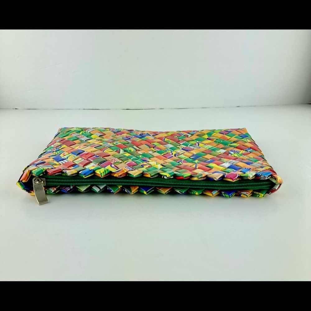 Gum Candy Wrapper Folded Zip Top Clutch Purse Wallet Recycled Plastic - Picture 3 of 7